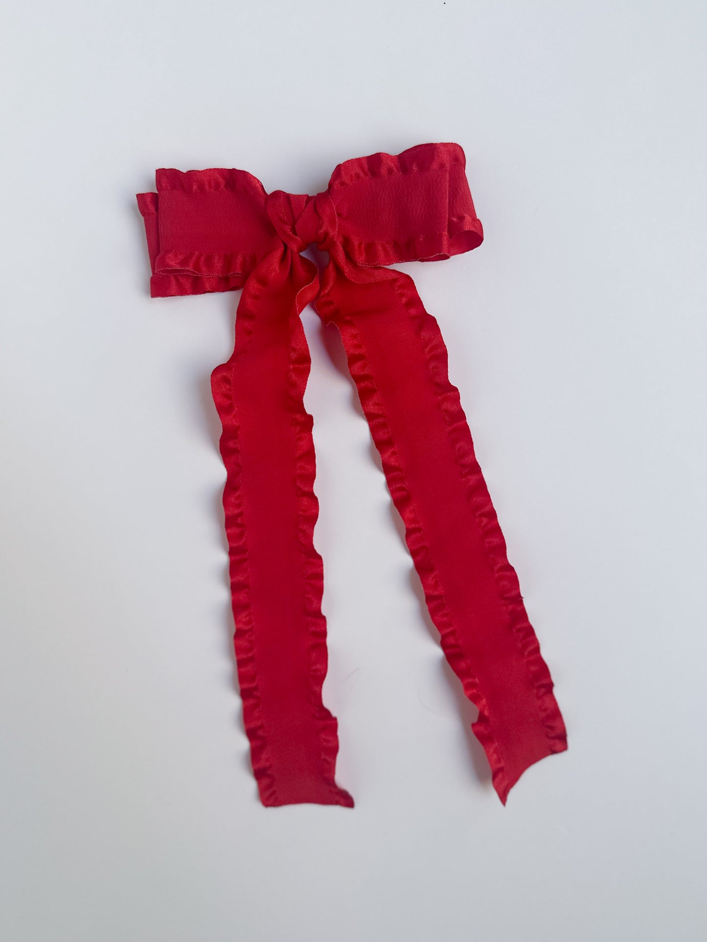 Red  Double Ruffle Hair Bow