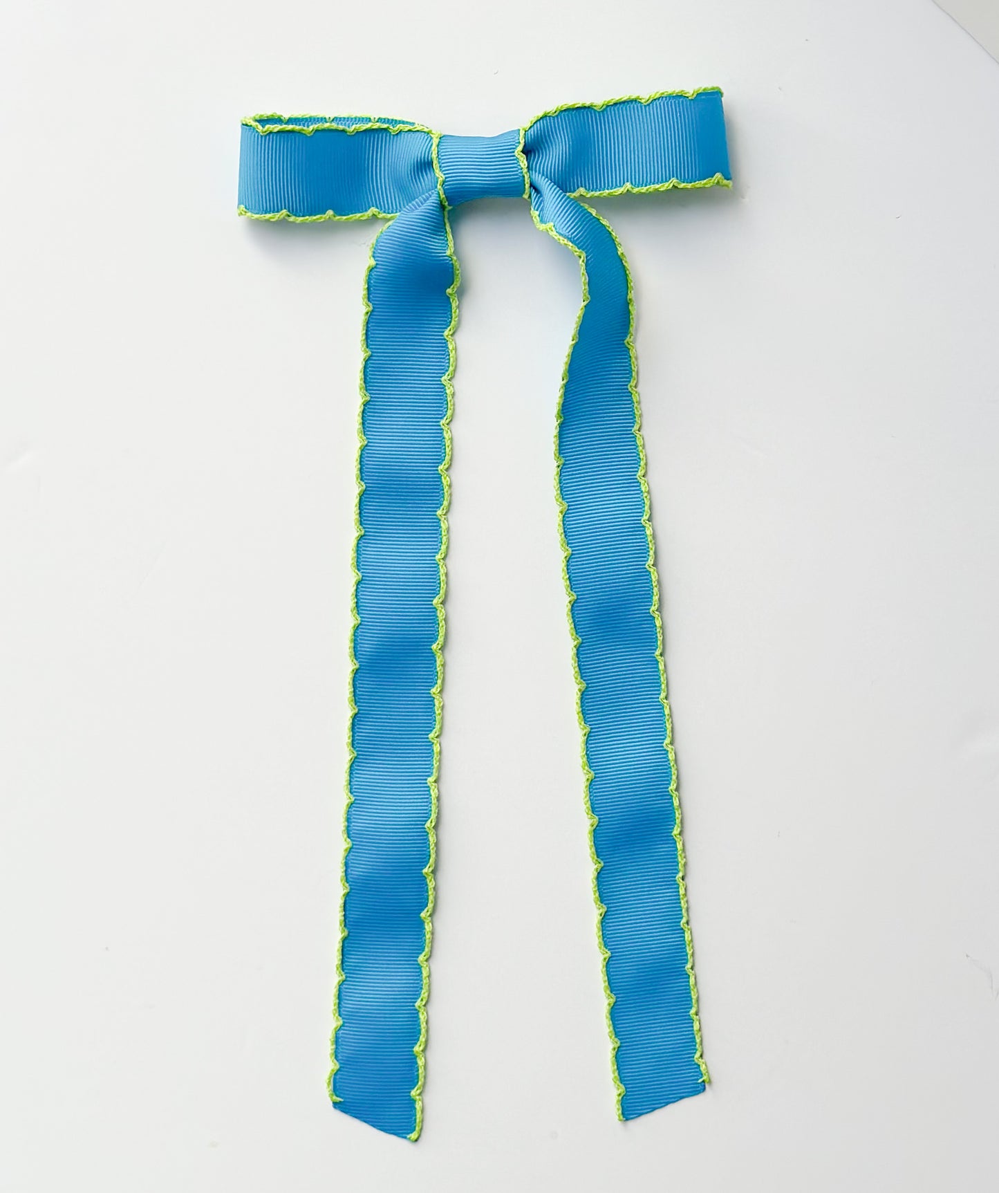 Neon Blue Zebra scalloped grosgrain ribbon bow