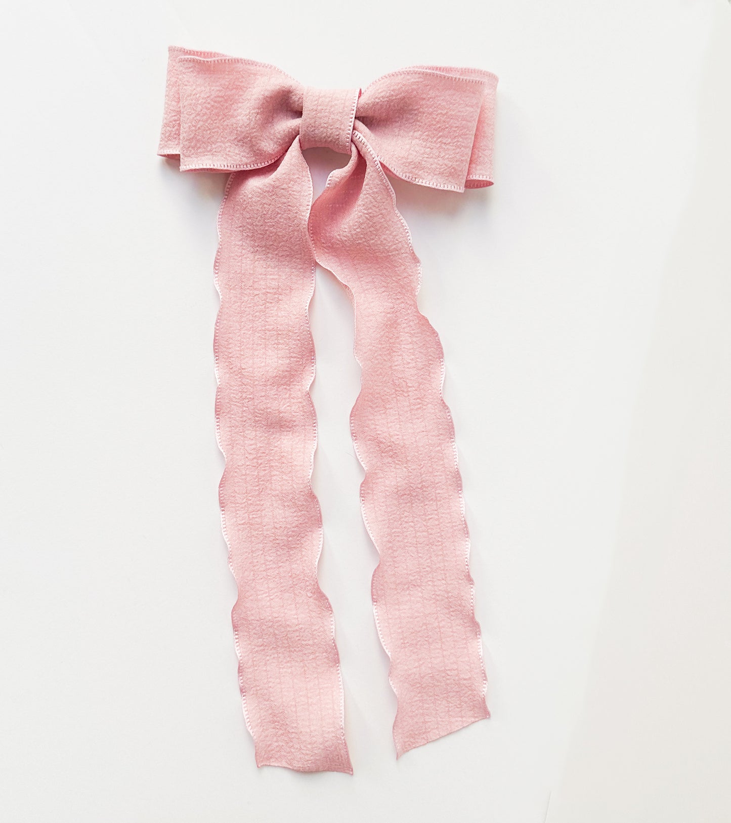 Light pink Wavy wrinkle laced edge Hair Bow