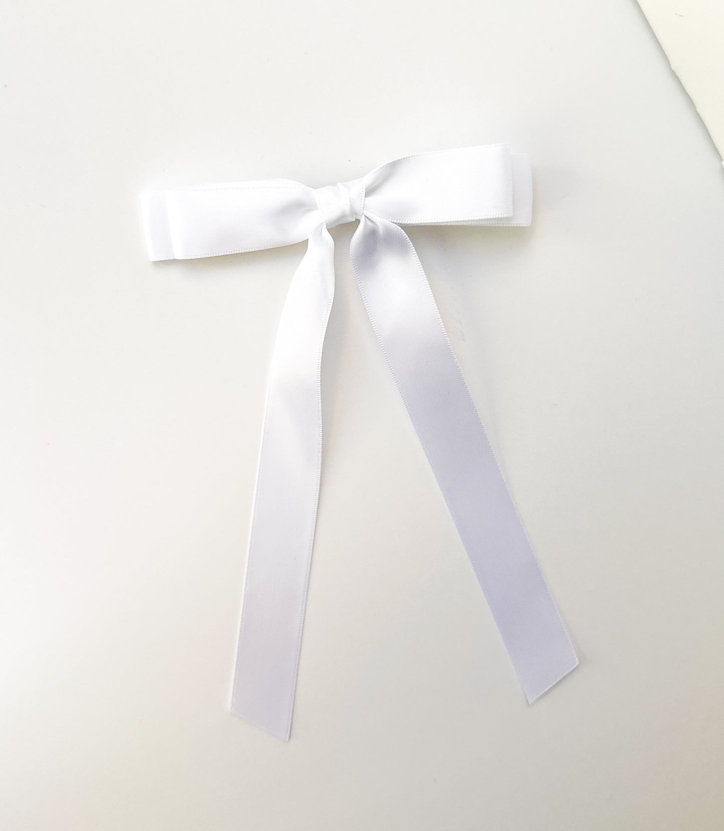 White Satin Small Hair Bow , short length