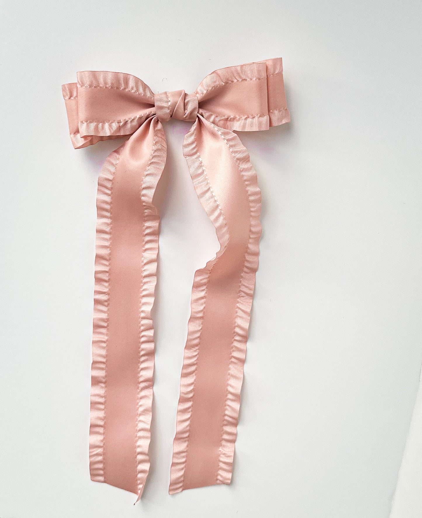 Vintage Pink Double Ruffle Hair Bow