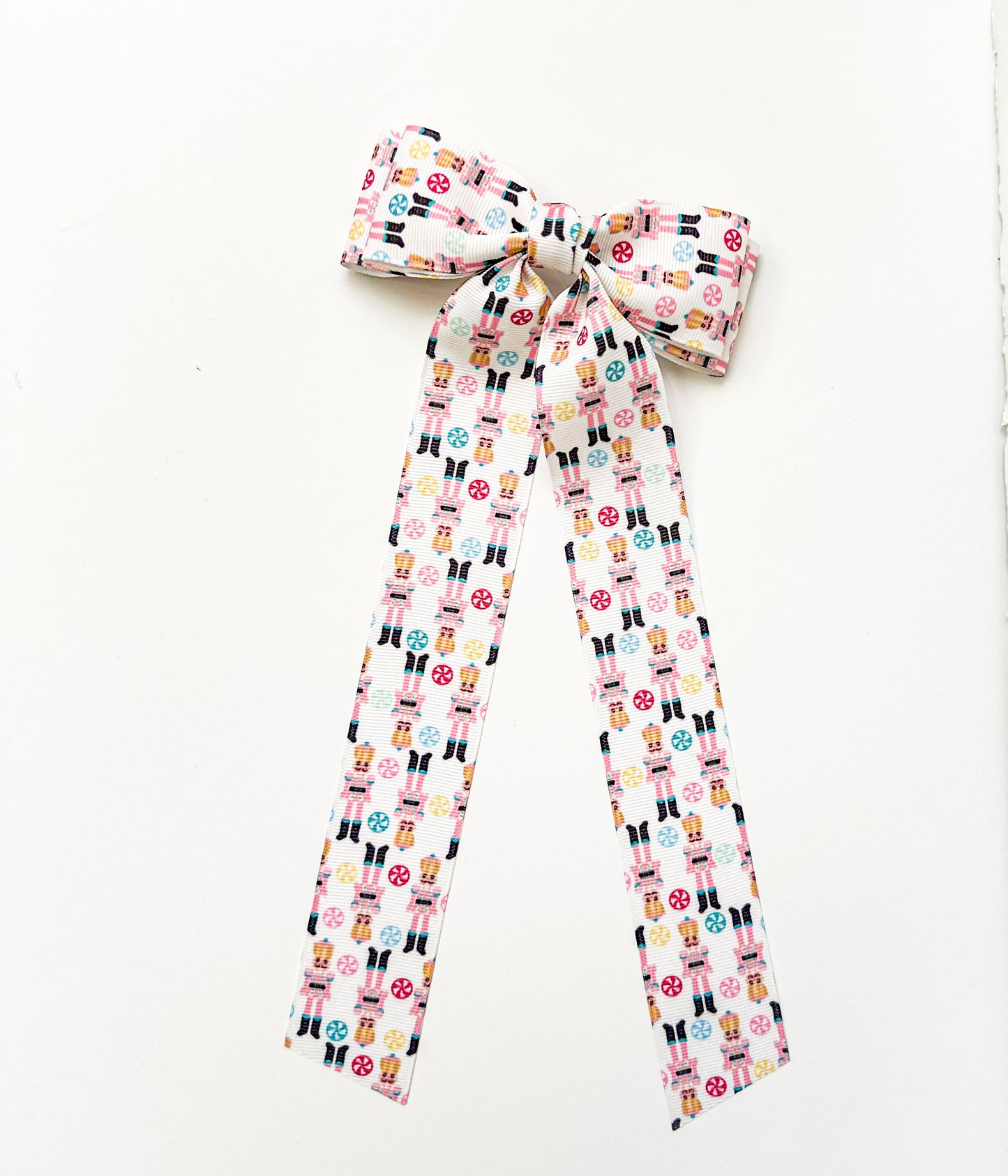 Pink nutcracker Printed Grosgrain Ribbon Bow