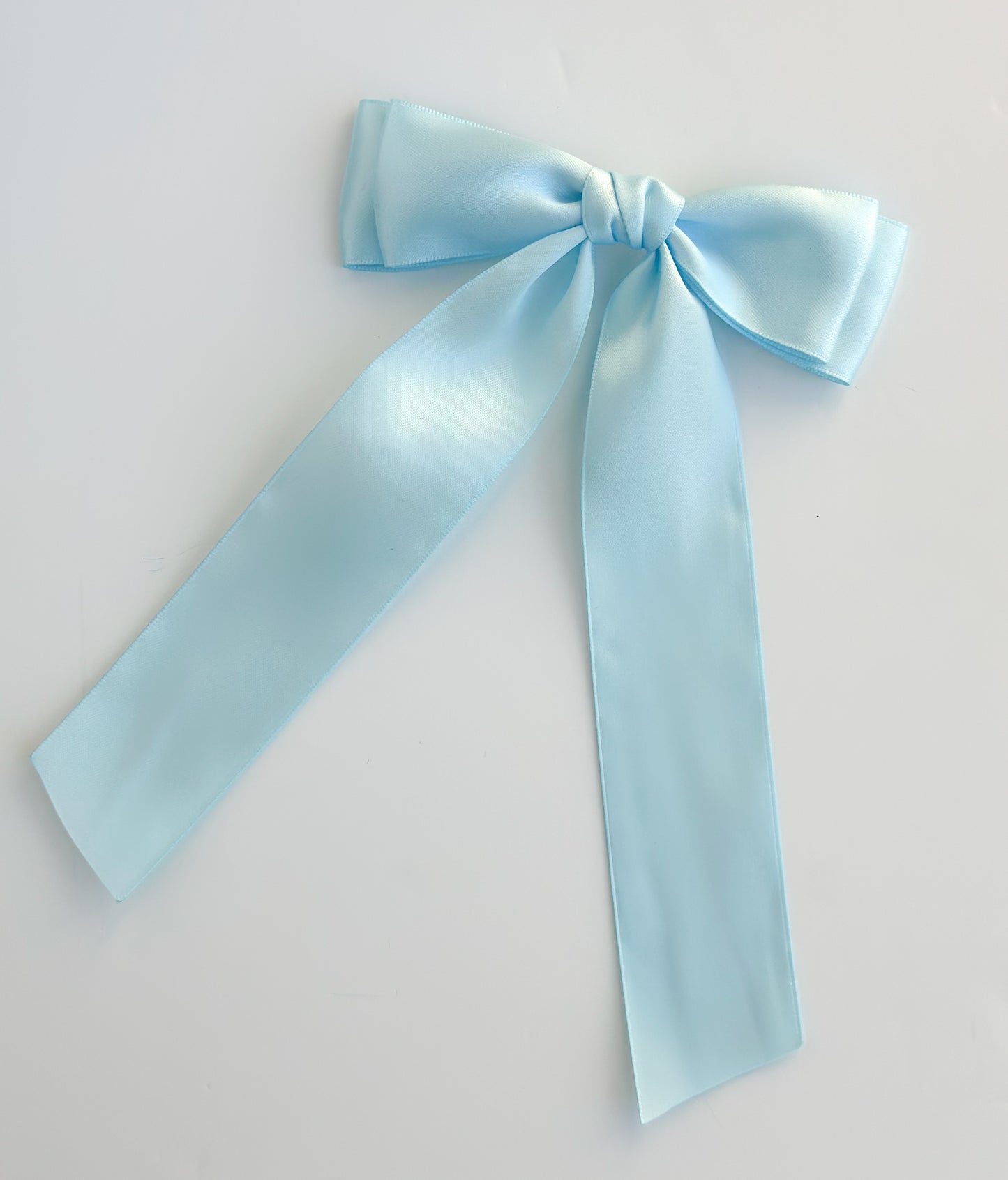 Light Blue satin Hair Bow , short length