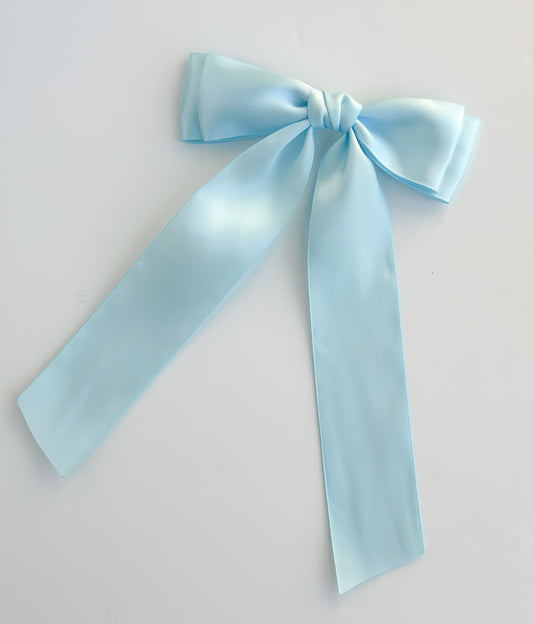 Light Blue satin Hair Bow , short length