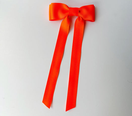 Neon orange solid grosgrain ribbon bows