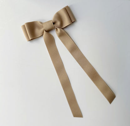 Tan solid grosgrain ribbon bows