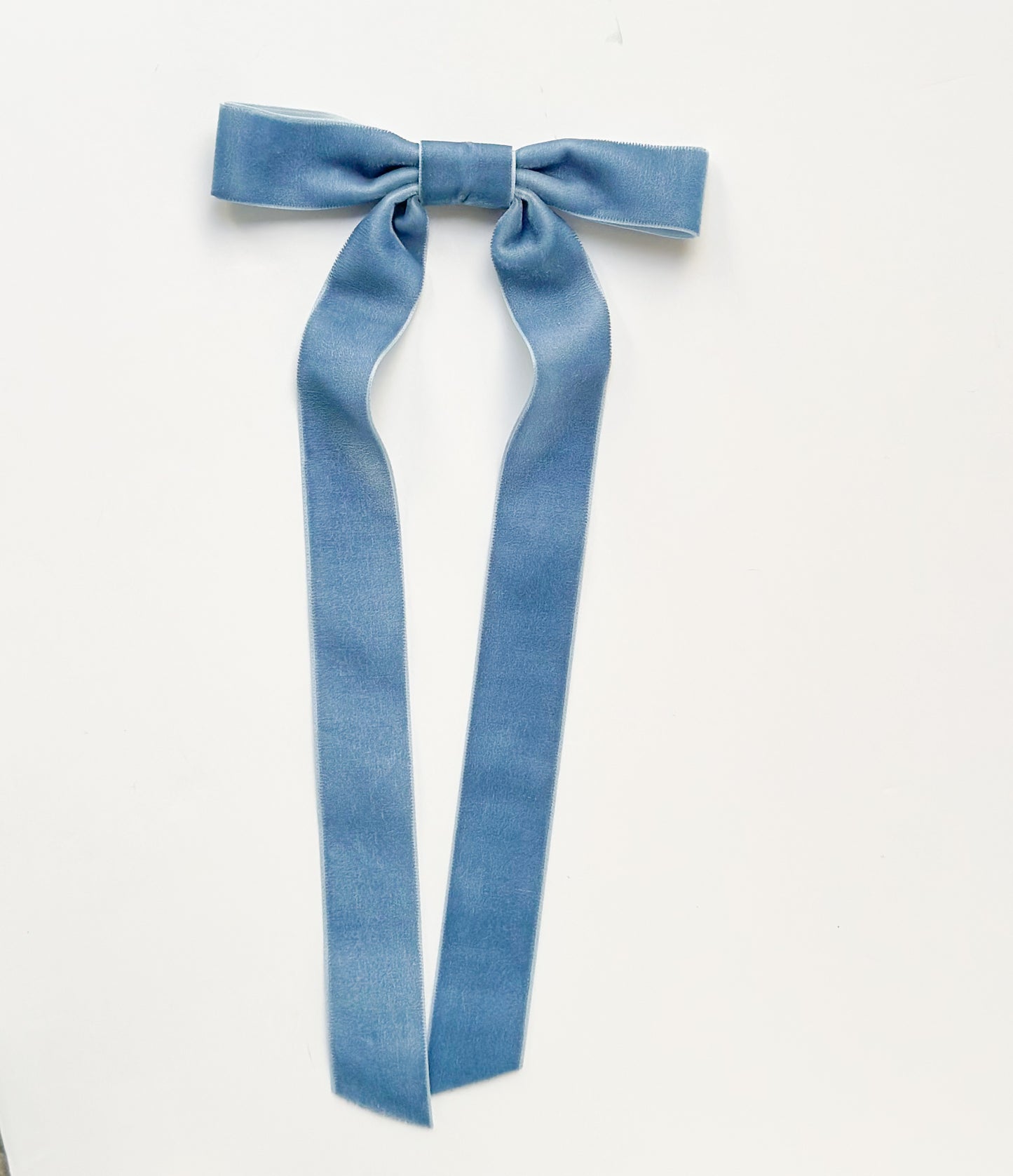 Antique blue 1”  velvet hair bow