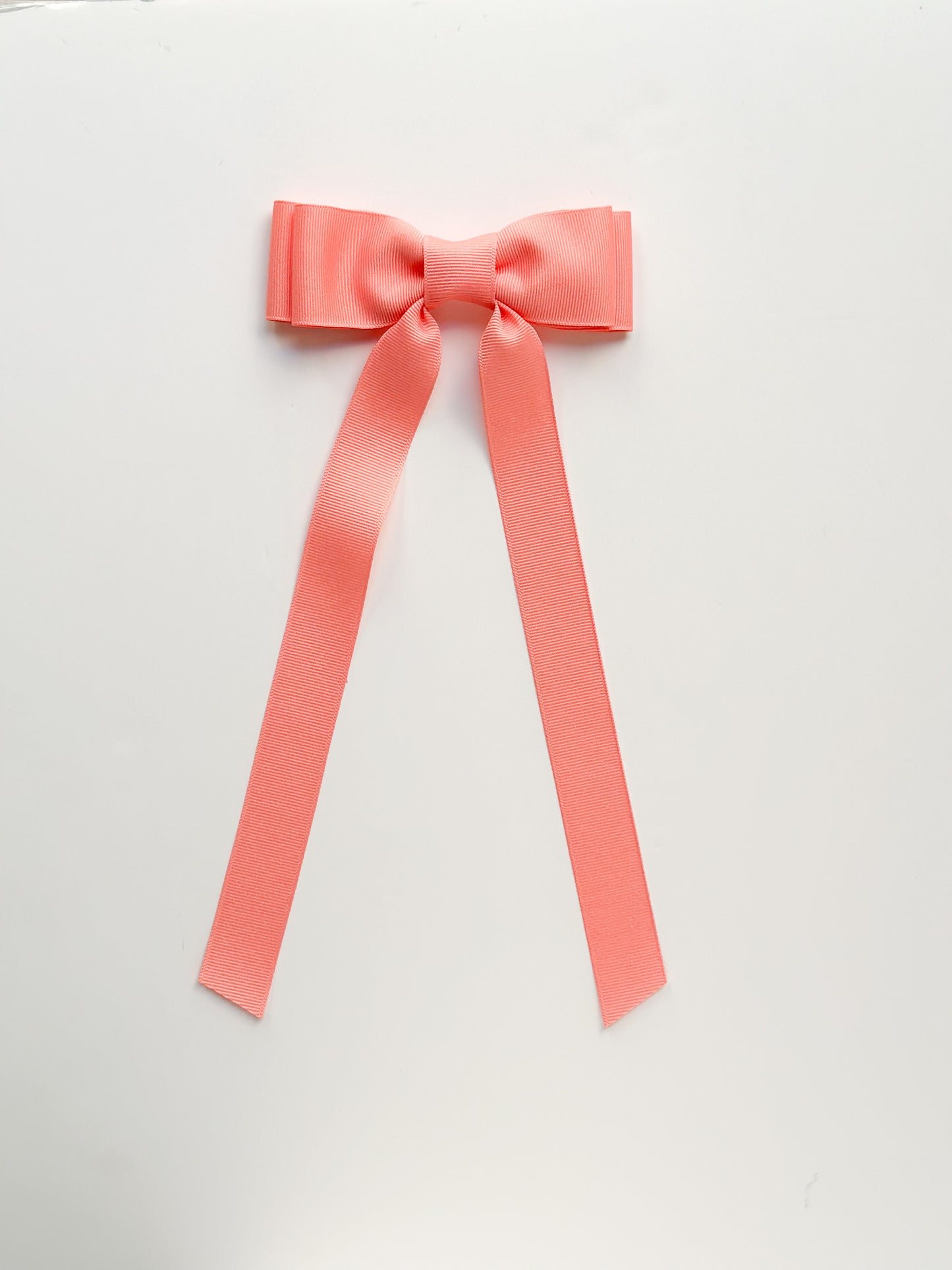 Coral solid grosgrain ribbon hair bow