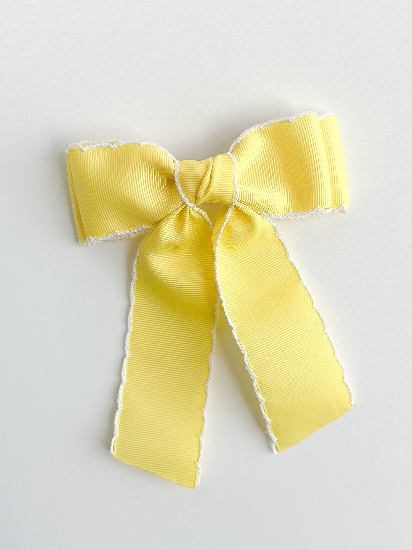 Yellow moonstitched Small solid grosgrain ribbon bows