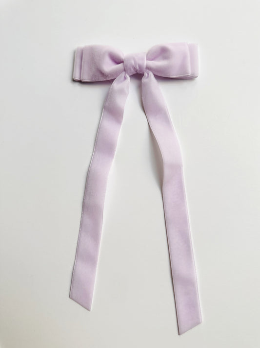 Light lilac purple velvet hair bow