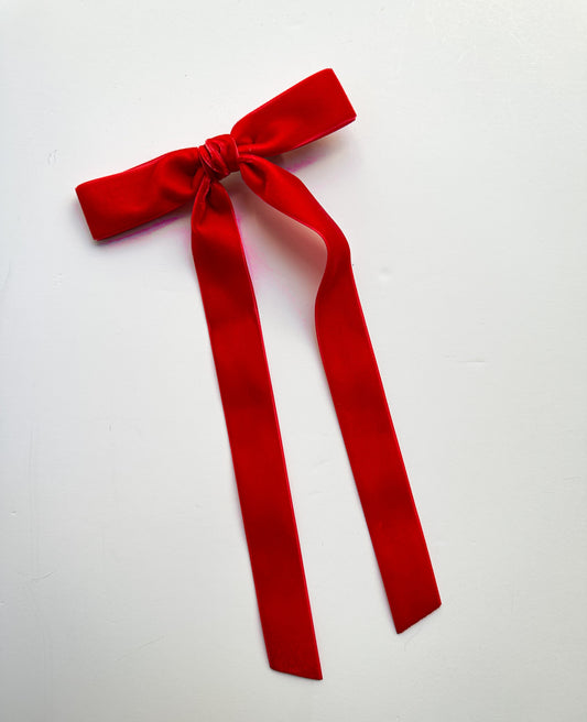 Red 1”  Velvet Hair Bow