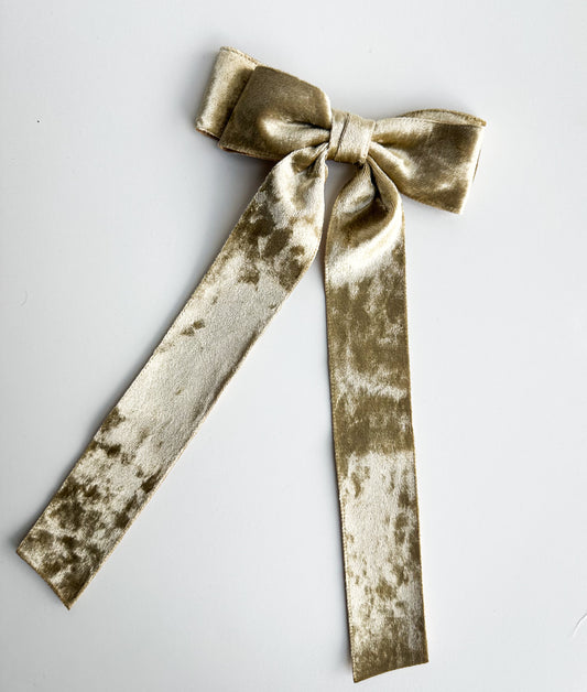 Light Gold  Crushed Velvet fabric Bow