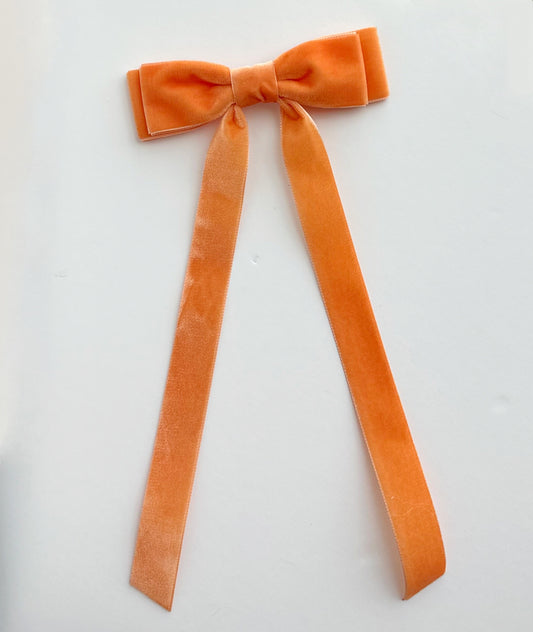 Apricot velvet hair bow