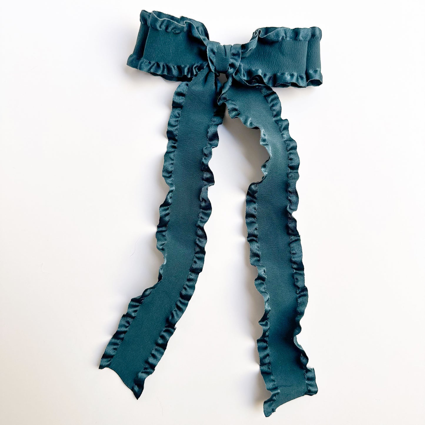 Teal Double Ruffle Hair Bow