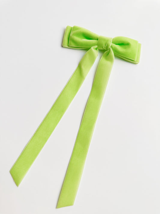 Apple green velvet hair bow