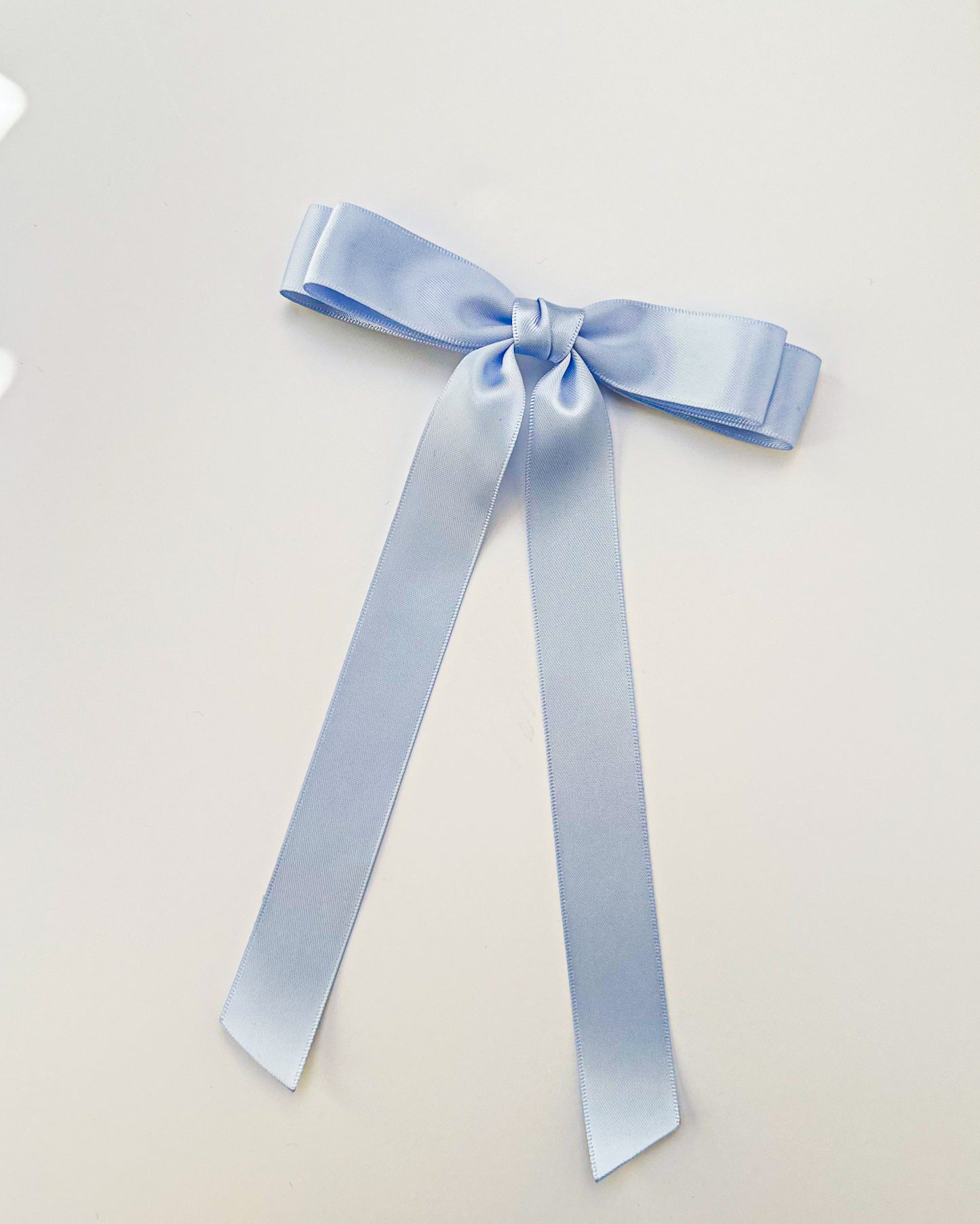 Icy Blue Satin Small Hair Bow , short length