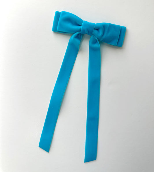 Orient Blue velvet hair bow