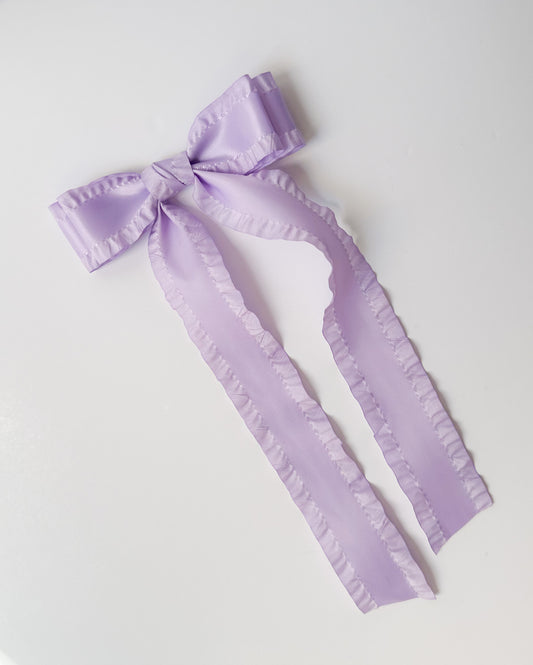 Lavender light Double Ruffle Hair Bow