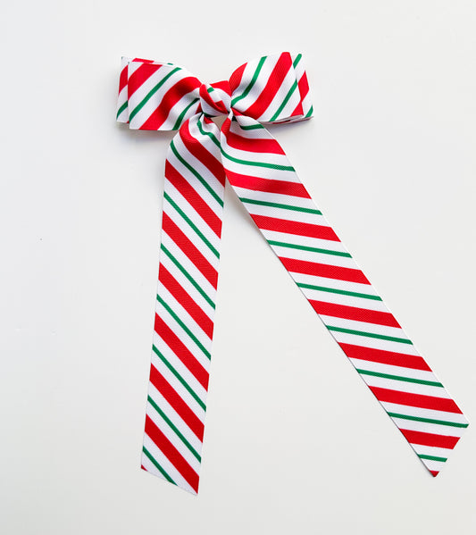 Candy Cane Printed Grosgrain Ribbon Bow