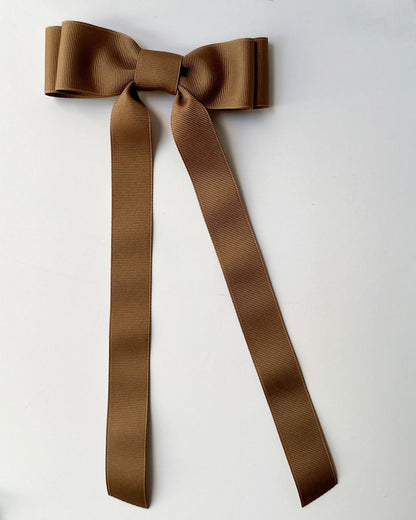 Taupe solid grosgrain ribbon bows