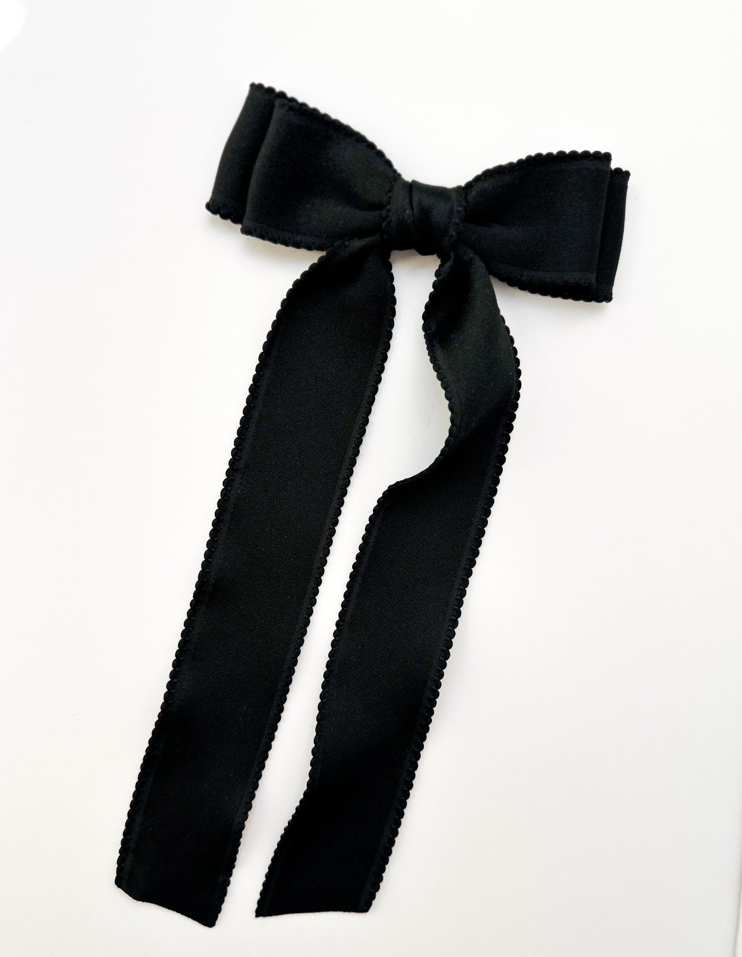 Black Satin Fabric Bubble Ribbon Bow