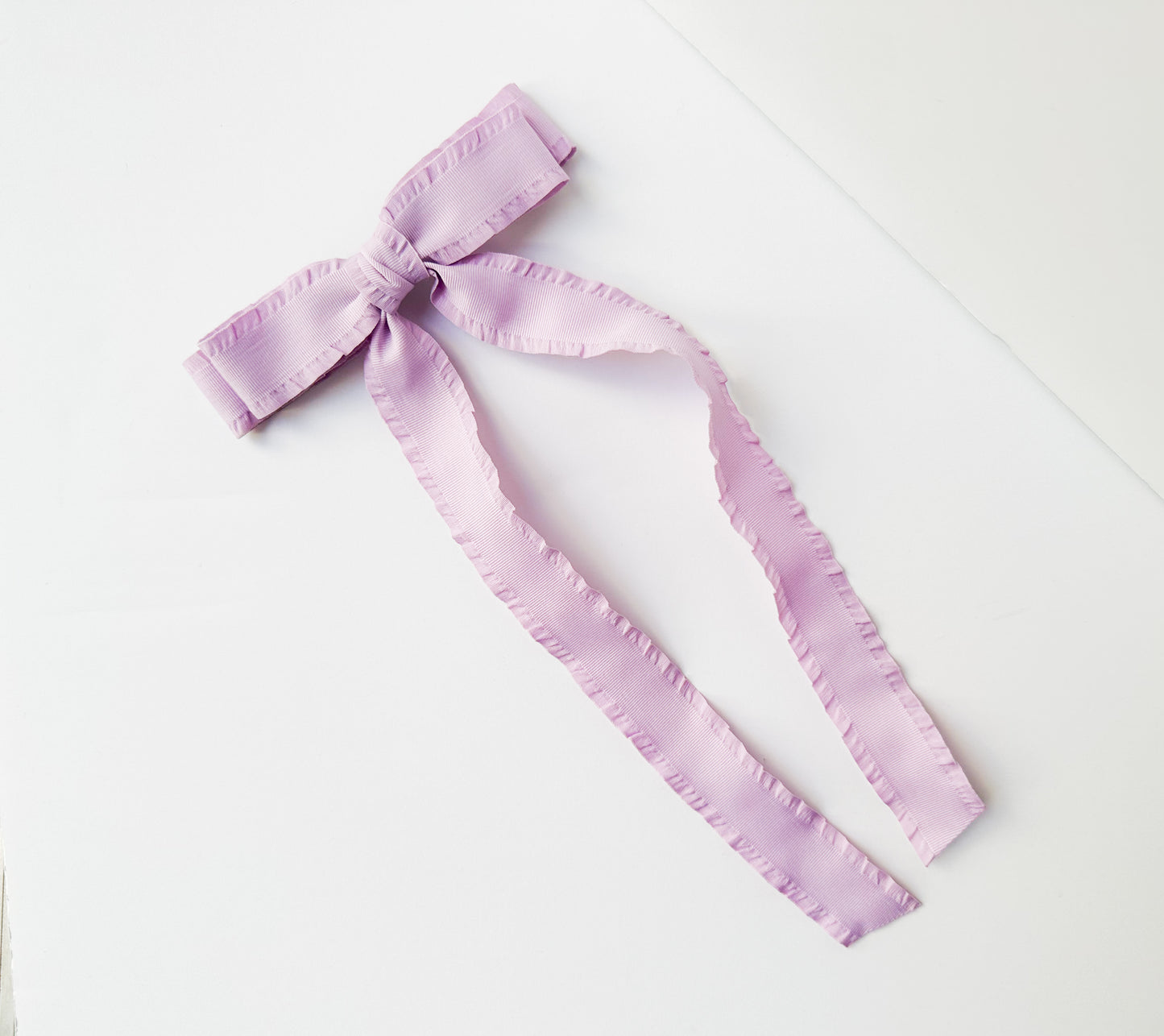 Lavender Ribbon Double Ruffle Hair Bow