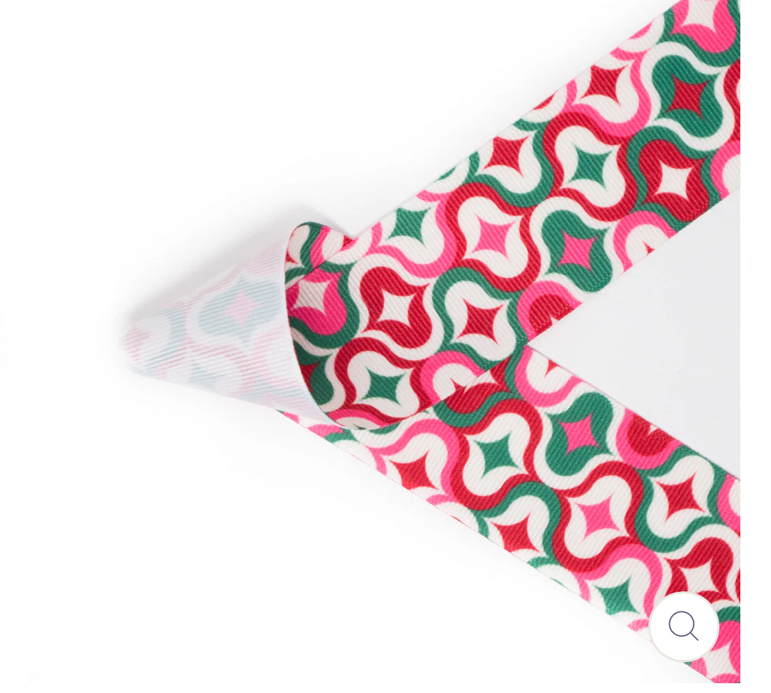 Retro Christmas Printed Grosgrain Ribbon Bow