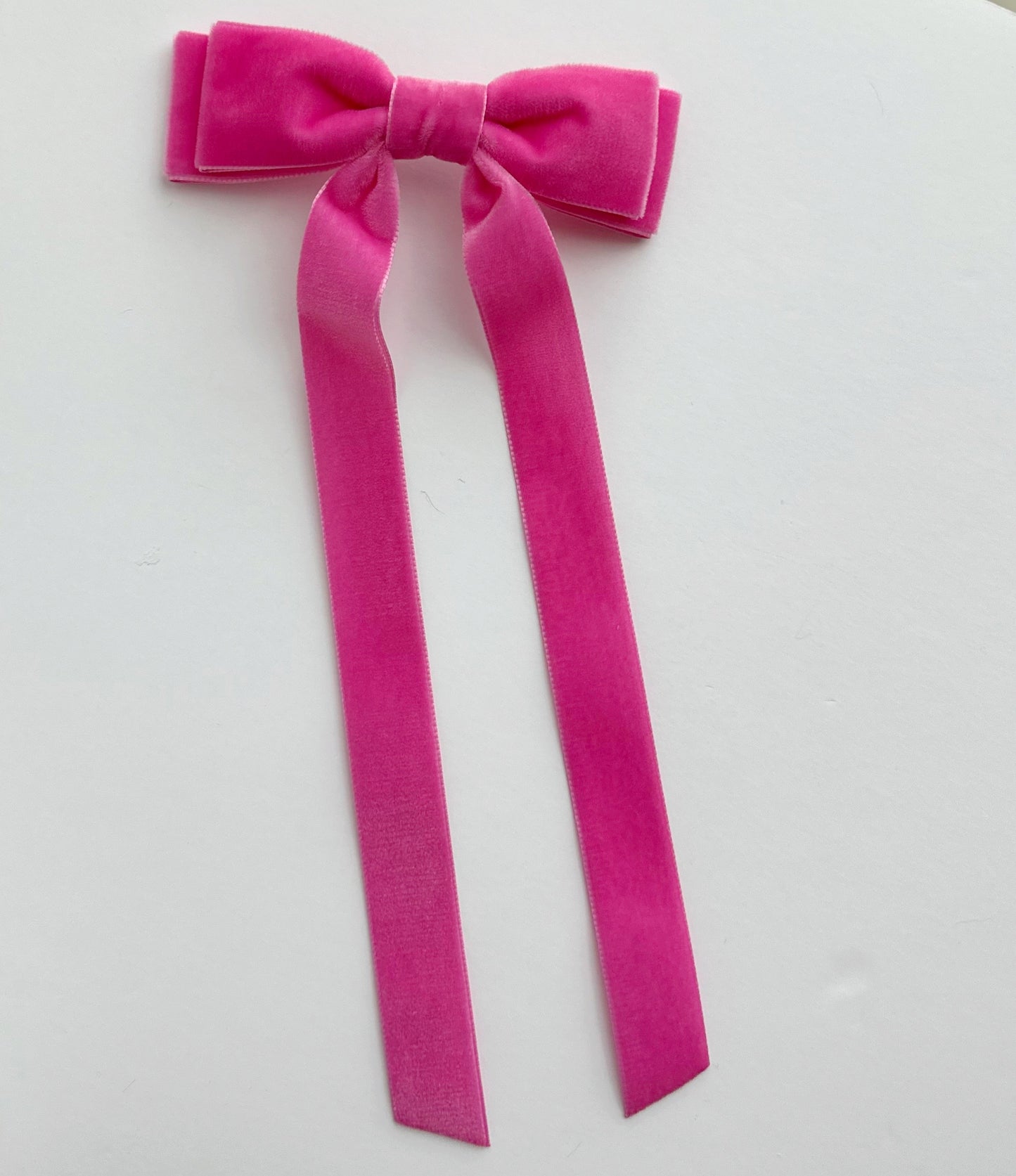 Bright Pink velvet hair bow