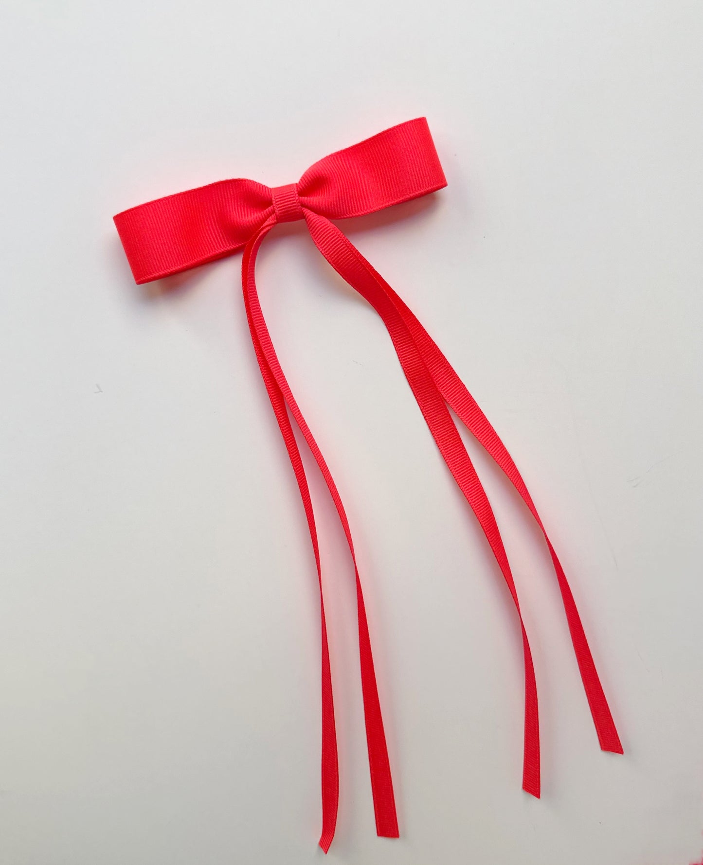 Neon Coral Small grosgrain multi ribbon bows